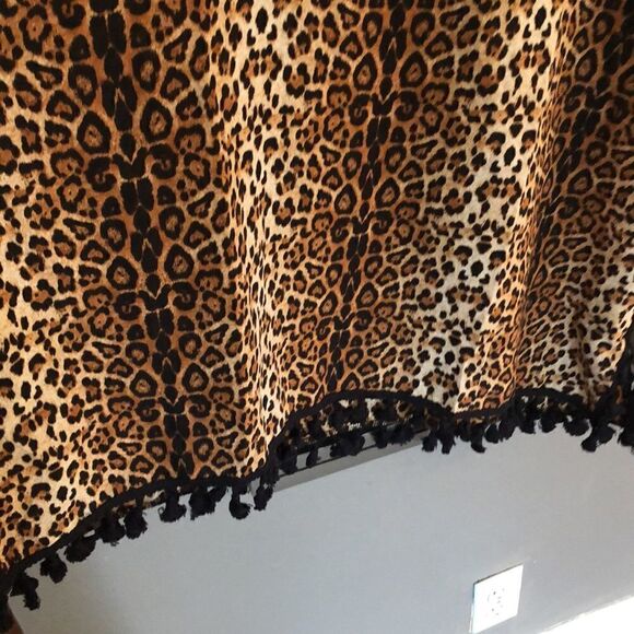 Leopard Bathing suit cover up with pom-poms. - Picture 3 of 4